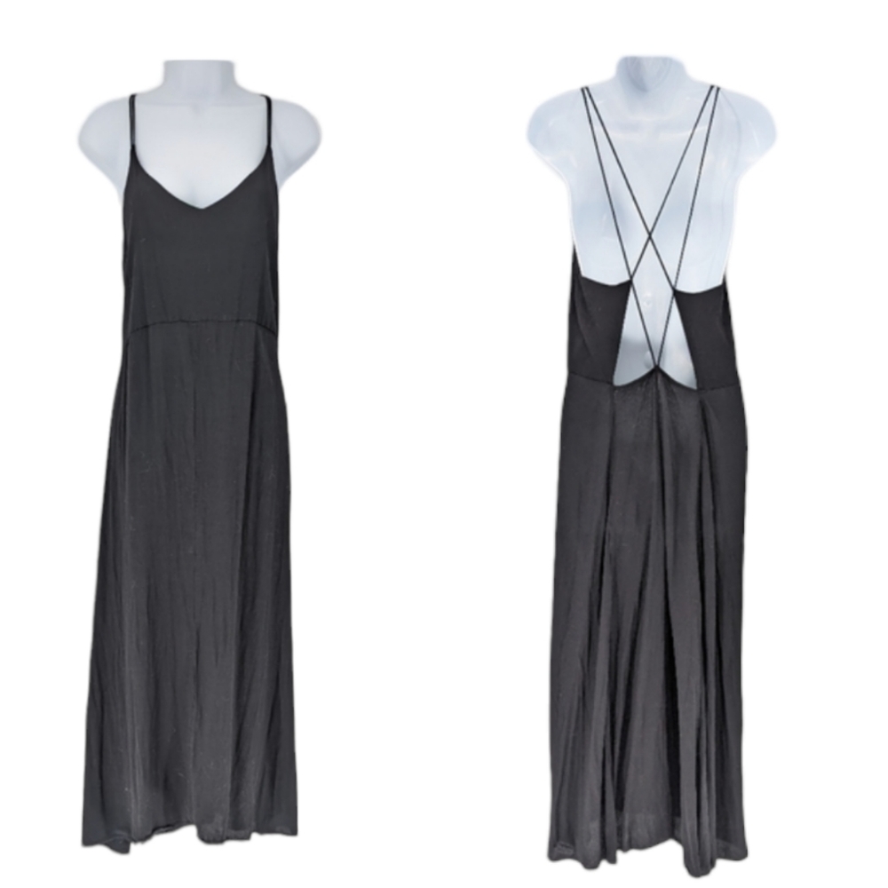 Zara Black Midi Backless Dress Size Small
